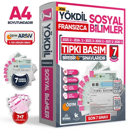 2026 YÖKDİL Fransızca SOSYAL BİLİMLER ÖSYM Çıkmış Soru Tıpkı Basım 7li Deneme Paketi