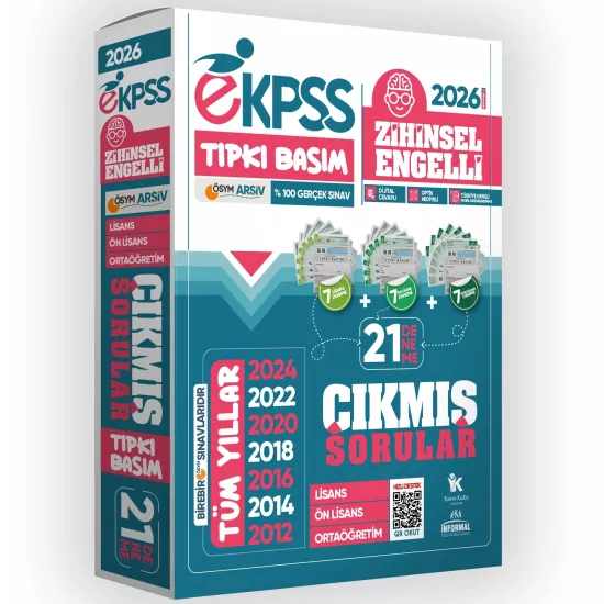 2026 EKPSS Lisans-Önlisans-Ortaöğretim Zihinsel Engelli ÖSYM Tıpkı Basım 21li Kitapçık Deneme Paketi