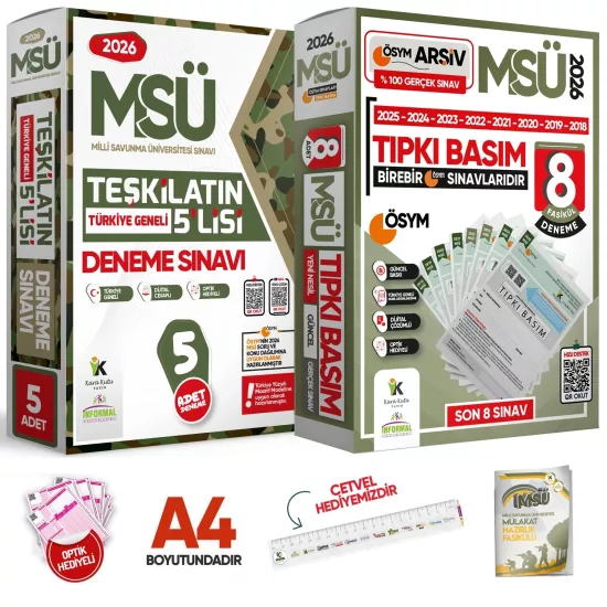 2026 MSÜ ÖSYM Çıkmış Soru 8li Tıpkı Basım ve Teşkilatın 5lisi Özgün Deneme 2li Set Türkiye Geneli