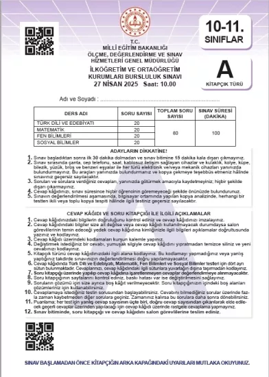 2027 10.Sınıf İOKBS (BURSLULUK SINAVI) MEB Çıkmış Soru Tıpkı Basım Deneme Paketi 8li Türkiye Geneli