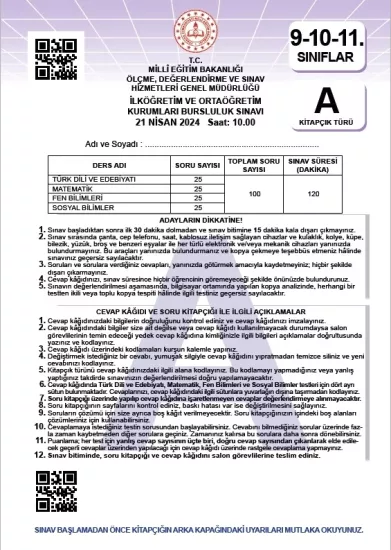 2027 11.Sınıf İOKBS (BURSLULUK SINAVI) MEB Çıkmış Soru Tıpkı Basım Deneme Paketi 8li Türkiye Geneli