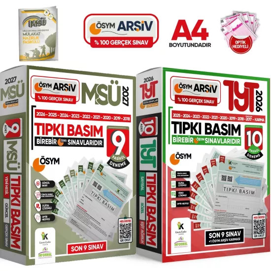 2026 YKS-TYT-MSÜ ÖSYM Çıkmış Soru Tıpkı Basım 19lu (10+9) Deneme Paketi Video Çözümlü Türkiye Geneli