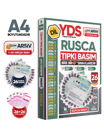 2026 YDS Rusça ÖSYM Tıpkı Basım Çıkmış Soru Deneme Paketi Dijital Çözümlü 26lı Fasikül SETİ