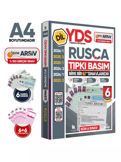 2026 YDS Rusça ÖSYM Tıpkı Basım Çıkmış Soru Deneme Paketi Dijital Çözümlü 6lı Fasikül SETİ