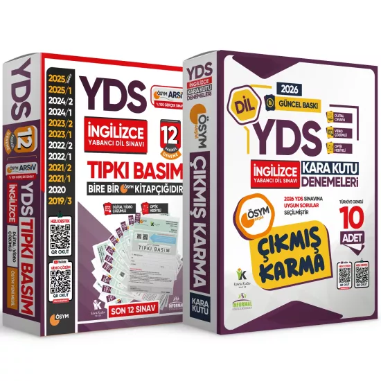 2025 YDS İNGİLİZCE ÖSYM Çıkmış Soru 12li Tıpkı Basım ve Çıkmış Karma 10lu Deneme 2li Set TG Çözümlü