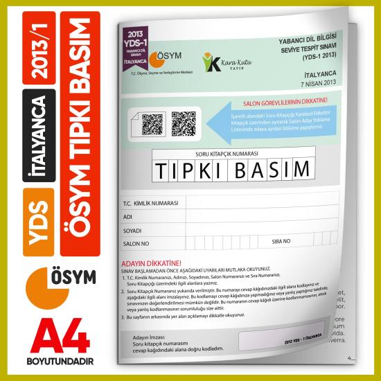 YDS İtalyanca 2013/1 Yabancı Dil Sınavı ÖSYM Tıpkı Basım Çıkmış Soru Deneme Kitapçığı (e-YDS uygun)