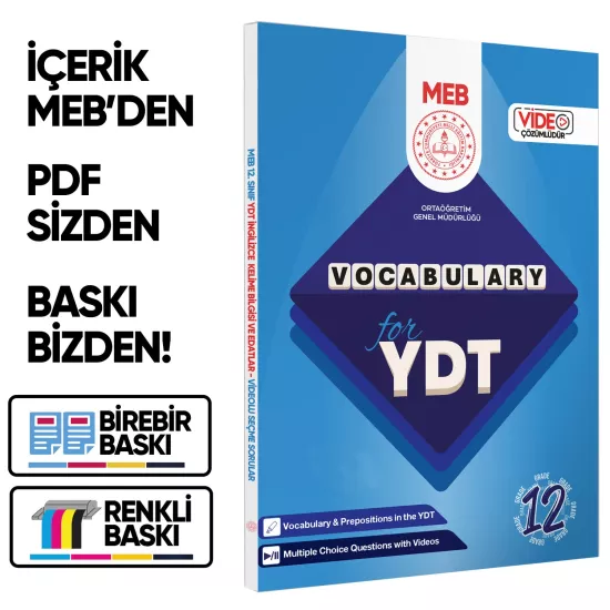 2026 YDT MEBİ İngilizce 12.Sınıf Vocabulary Kelime Bilgisi Soru Bankası Kitabı Çözümlü BASKI ÜCRETİ