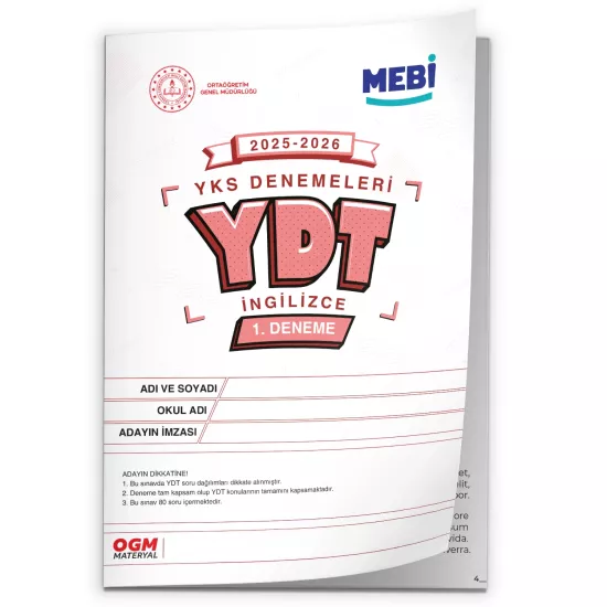 2026 ÖSYM YKS-YDT MEBİ OGM Deneme 1.-2.-3. Paketi Güncel 3lü SET (Seri Deneme Paketi) BASKI ÜCRETİ