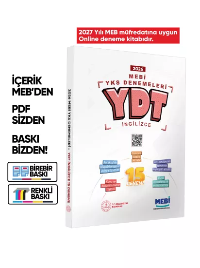 2027 MEBİ YKS-YDT 15li Deneme Kitabı Video Çözümlü Renkli BASKI ÜCRETİ