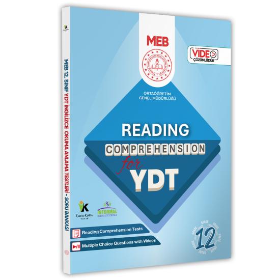 2025 YDT MEBİ İngilizce 12.Sınıf Reading Okuma-Anlama Kitabı Soru Bankası Video Çözümlü (Renkli A4)