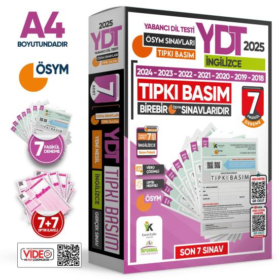 2025 YKS YDT İngilizce ÖSYM Çıkmış Soru Tıpkı Basım 7li Deneme Paketi Türkiye Geneli Video Çözümlü
