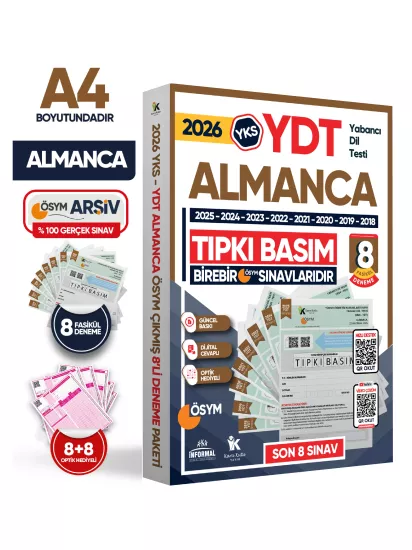 2027 YKS YDT (Yabancı Dil Testi) ALMANCA ÖSYM Çıkmış Soru Tıpkı Basım Deneme Paketi 9lu Türkiye G.
