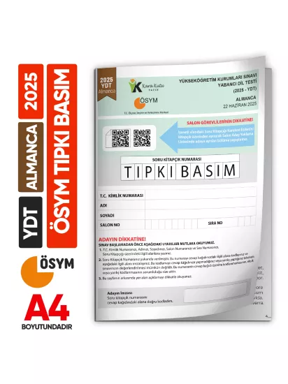 2025 YKS YDT Almanca ÖSYM Tıpkı Basım Çıkmış Soru Deneme Kitapçığı (Türkiye Geneli)