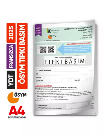 2025 YKS YDT Fransızca ÖSYM Tıpkı Basım Çıkmış Soru Deneme Kitapçığı (Türkiye Geneli)