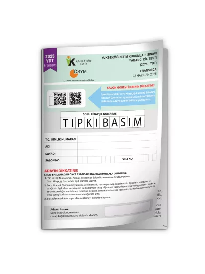 2025 YKS YDT Fransızca ÖSYM Tıpkı Basım Çıkmış Soru Deneme Kitapçığı (Türkiye Geneli)