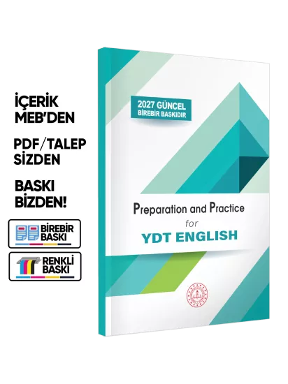 2027 YDT MEBİ İngilizce Preparation and Practice (Hazırlık ve Pratik) Soru Bankası BASKI ÜCRETİ 2027 YDT MEBİ İngilizce Preparation and Practice (Hazırlık ve Pratik) Soru Bankası BASKI ÜCRETİ