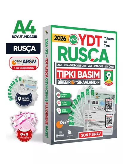 2027 YKS YDT (Yabancı Dil Testi) RUSÇA ÖSYM Çıkmış Soru Tıpkı Basım Deneme Paketi 10lu Türkiye Geneli