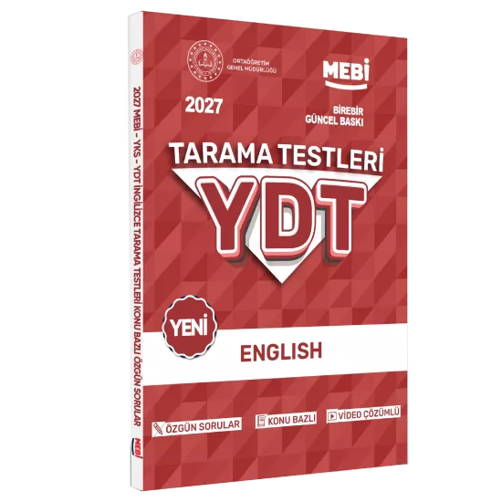 2027 YKS-YDT MEBİ-OGM İngilizce Özgün Tarama Testleri Kitabı A4 Boyut Renkli Görsel BASKI ÜCRETİ