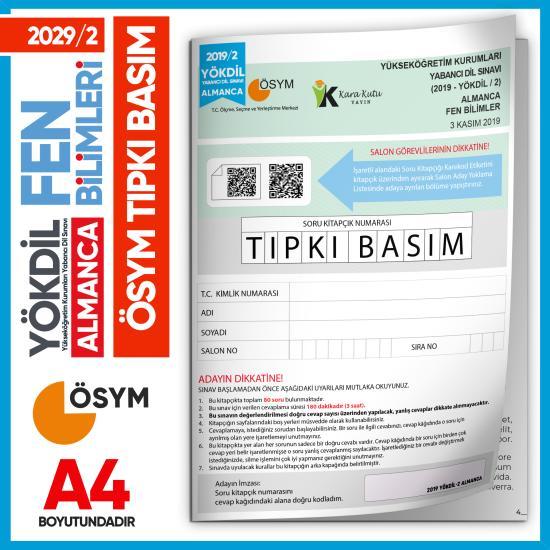 2019/2 YÖKDİL Almanca Fen Bilimleri ÖSYM Çıkmış Soru Tıpkı Basım Deneme Kitapçığı Türkiye Geneli