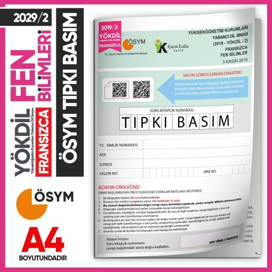 2019/2 YÖKDİL Fransızca Fen Bilimleri ÖSYM Çıkmış Soru Tıpkı Basım Deneme Kitapçığı Türkiye Geneli