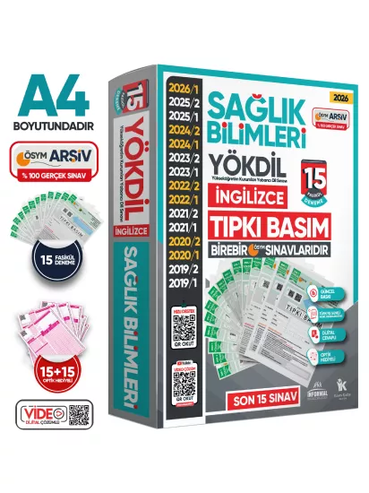 2026 YÖKDİL İngilizce SAĞLIK BİLİMLERİ ÖSYM Çıkmış Soru Tıpkı Basım Deneme Paketi 15li Türkiye Geneli