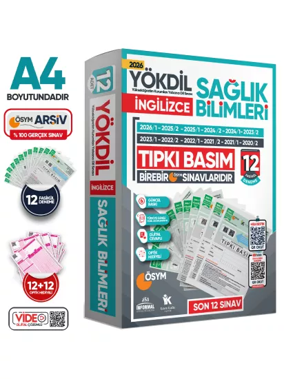 2026 YÖKDİL İngilizce SAĞLIK BİLİMLERİ ÖSYM Çıkmış Soru Tıpkı Basım Paket Deneme 12li Türkiye Geneli