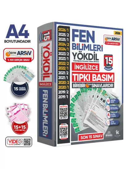 2026 YÖKDİL İngilizce FEN BİLİMLERİ ÖSYM Çıkmış Soru Tıpkı Basım Deneme Paketi 15li Türkiye Geneli