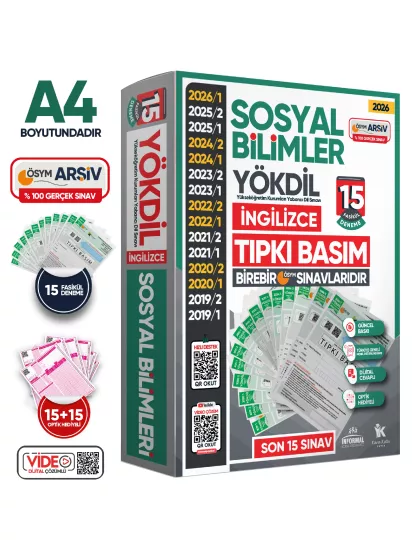 2026 YÖKDİL İngilizce SOSYAL BİLİMLER ÖSYM Çıkmış Soru Tıpkı Basım Deneme Paketi 15li Türkiye Geneli
