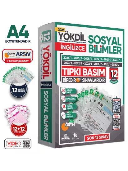 2026 YÖKDİL İngilizce SOSYAL BİLİMLER ÖSYM Çıkmış Soru Tıpkı Basım Deneme Paketi 12li Türkiye Geneli