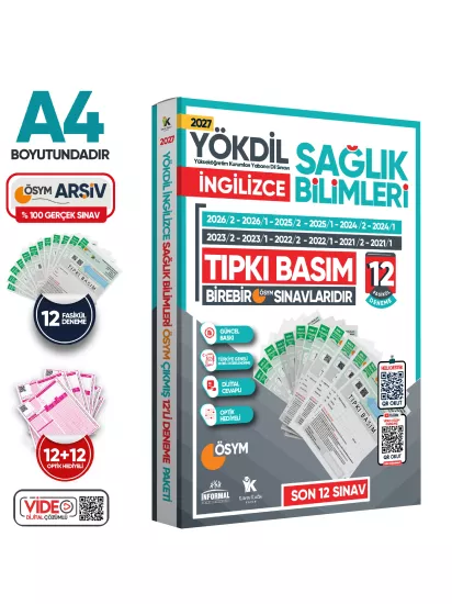 2027 YÖKDİL İngilizce SAĞLIK BİLİMLERİ ÖSYM Çıkmış Soru Tıpkı Basım Paket Deneme 12li Türkiye Geneli
