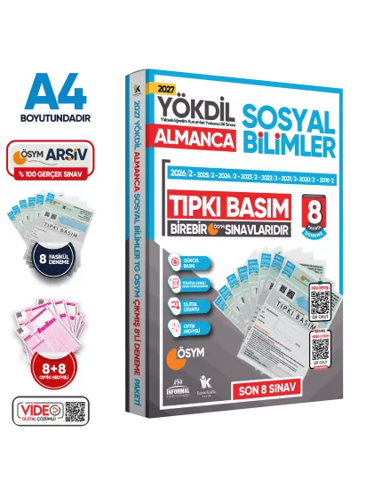 2027 YÖKDİL Almanca SOSYAL BİLİMLER ÖSYM Çıkmış Soru Tıpkı Basım 8li Deneme Paketi Türkiye Geneli