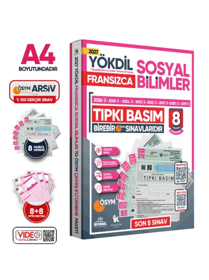 2027 YÖKDİL Fransızca SOSYAL BİLİMLER ÖSYM Çıkmış Soru Tıpkı Basım 8li Deneme Paketi