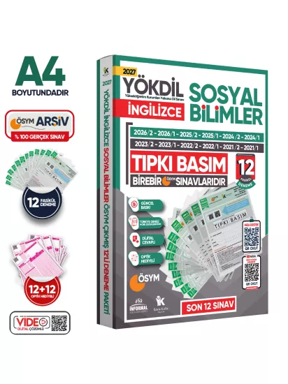 2027 YÖKDİL İngilizce SOSYAL BİLİMLER ÖSYM Çıkmış Soru Tıpkı Basım Deneme Paketi 12li Türkiye Geneli