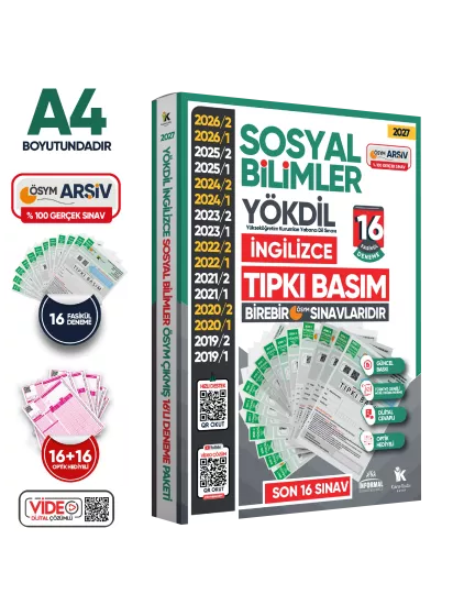 2027 YÖKDİL İngilizce SOSYAL BİLİMLER ÖSYM Çıkmış Soru Tıpkı Basım Deneme Paketi 16li Türkiye Geneli