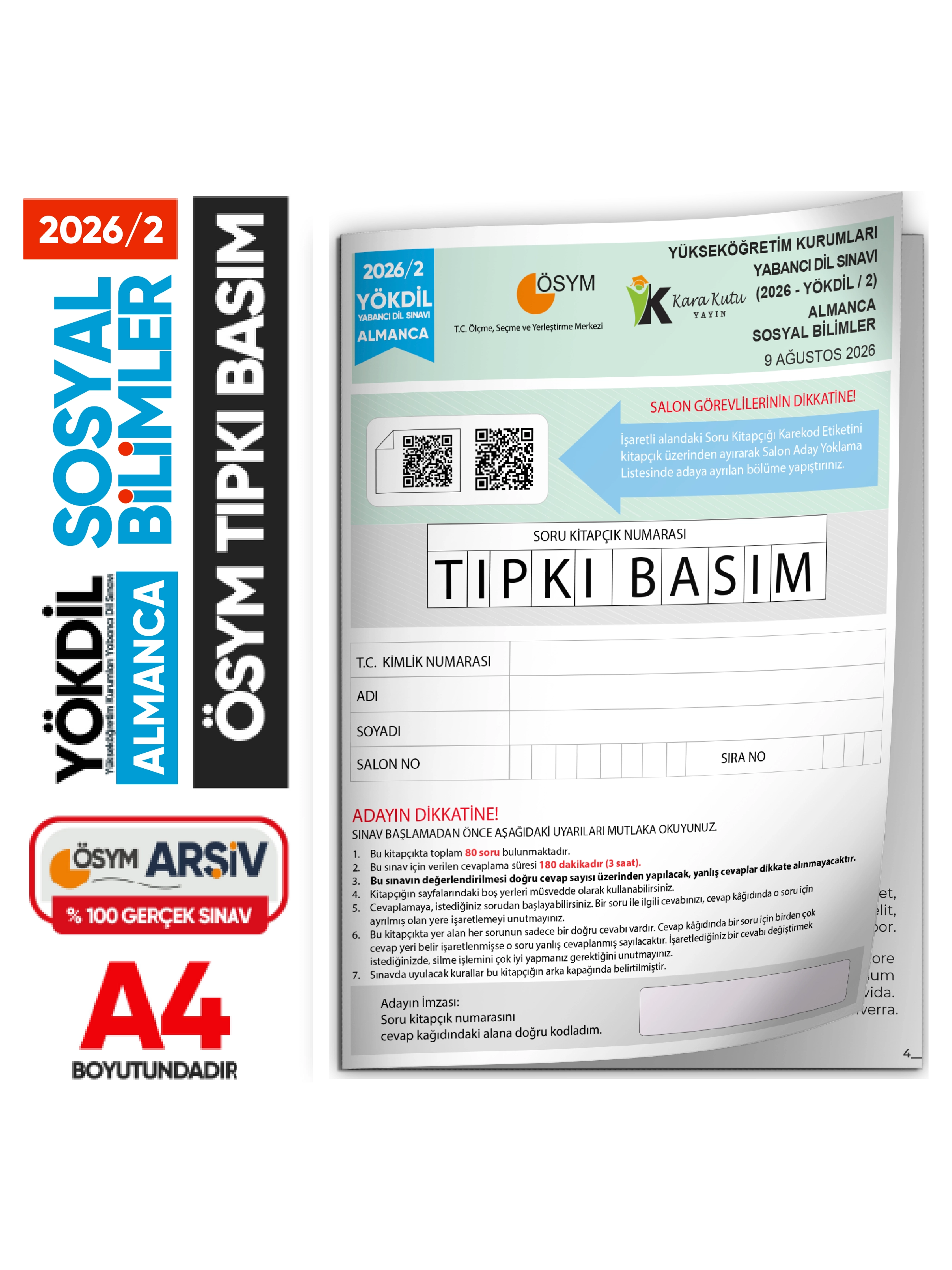 2026/2 YÖKDİL Almanca Sosyal Bilimler ÖSYM Çıkmış Soru Tıpkı Basım Deneme Kitapçığı Türkiye Geneli