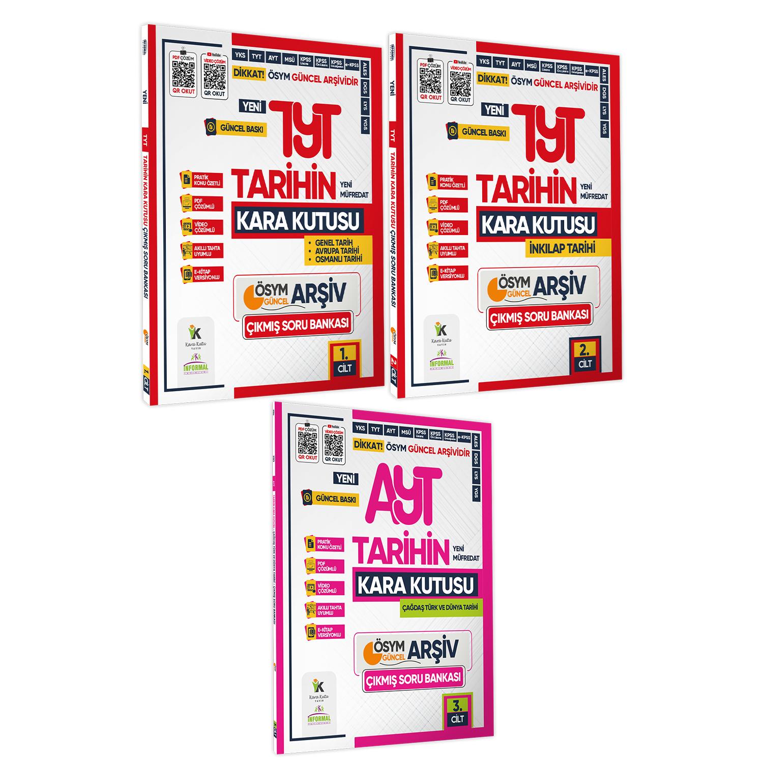 2025 TYT AYT Tarih Kara Kutu Çıkmış Soru Bankası 3lü MODÜLER SET Konu Özetli Video/PDF Çözümlü