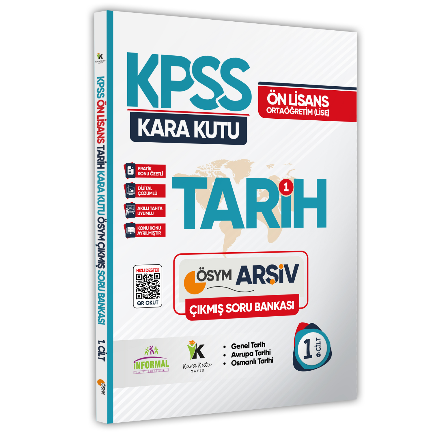 KPSS Önlisans-Ortaöğretim Tarih Kara Kutu 1. Cilt Çıkmış Soru Bankası Konu Özetli Dijital Çözümlü