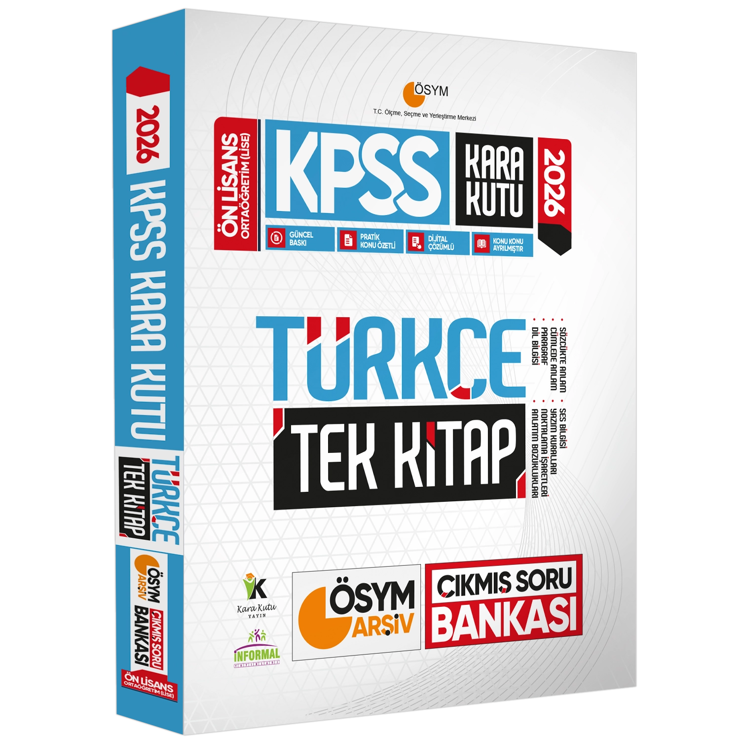 2026 KPSS Önlisans/Ortaöğretim Kara Kutu Türkçe TEK KİTAP ÖSYM Çıkmış Soru Bankası Konu Özetli Çözüm