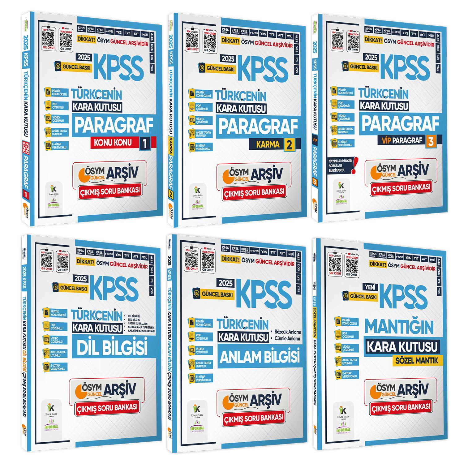 2025 KPSS Türkçenin Kara Kutusu 6lı ALTIN SET ÖSYM Çıkmış Soru Bankası Konu Özetli PDF/Video Çözümlü