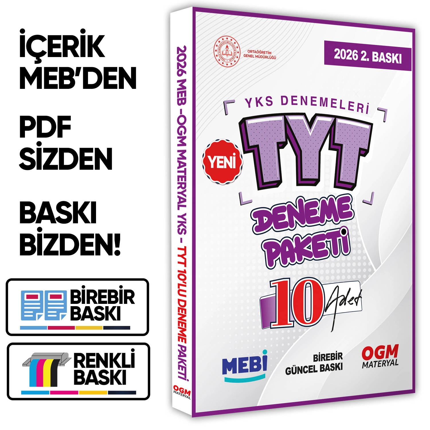 YKS-TYT MEBİ OGM Deneme Paketi Güncel 10lu Fasikül (Deneme Paketi) BASKI ÜCRETİ