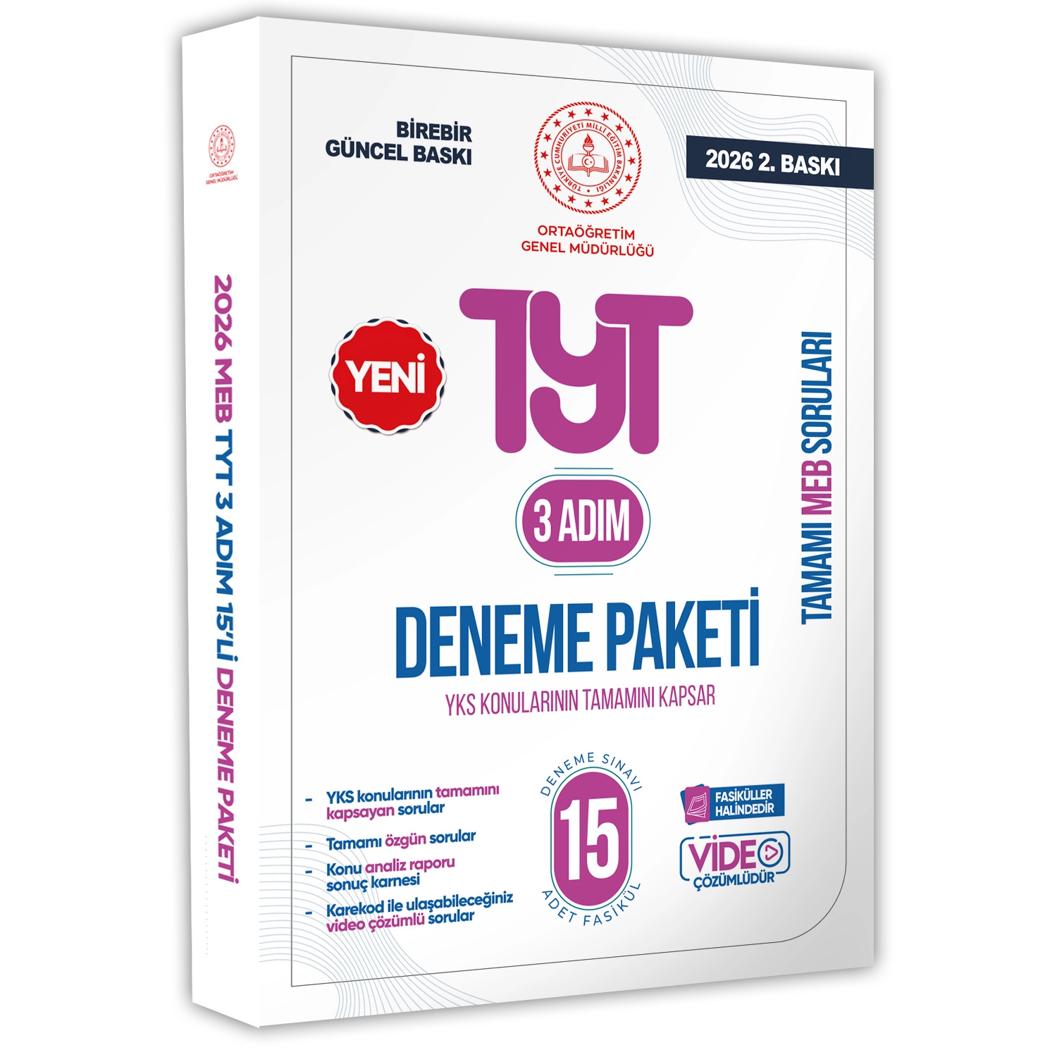 2026 3 Adım YKS-TYT MEBİ Özgün Sorular 15li Deneme Paketi Video Çözümlü BASKI ÜCRETİ