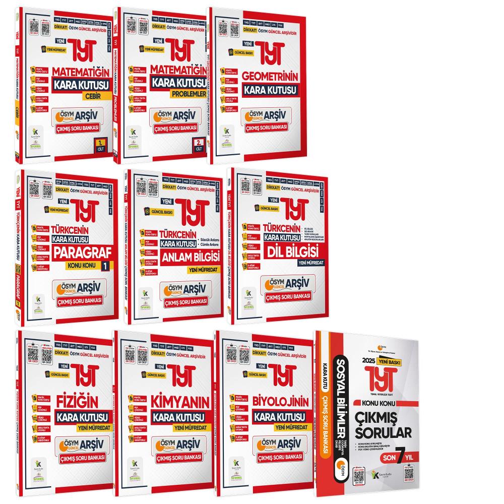 2025 TYT Kara Kutu ÖSYM Çıkmış Soru Havuzu Bankası SAYISAL ALTIN SET Konu Özetli Dijital Çözümlü