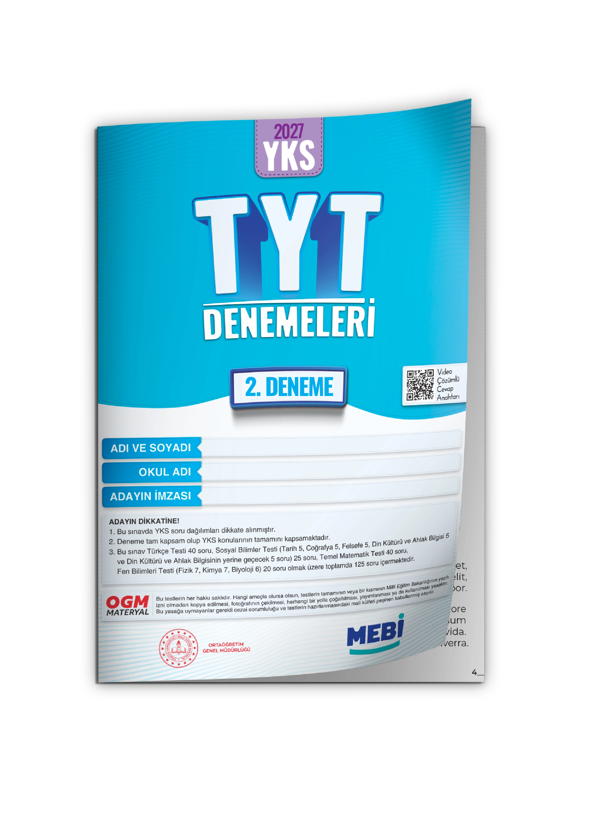 2027 YKS-TYT MEBi ONLİNE Türkiye Geneli 2. Deneme Büyük Boy RENKLİ BASKI ÜCRETİ