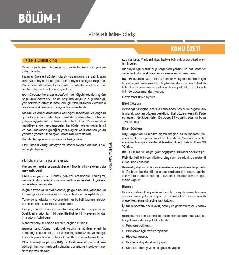 2026 YKS-TYT FİZİK Kara Kutu ÖSYM Çıkmış Soru Havuzu Bankası Konu Özetli Dijital Çözümlü