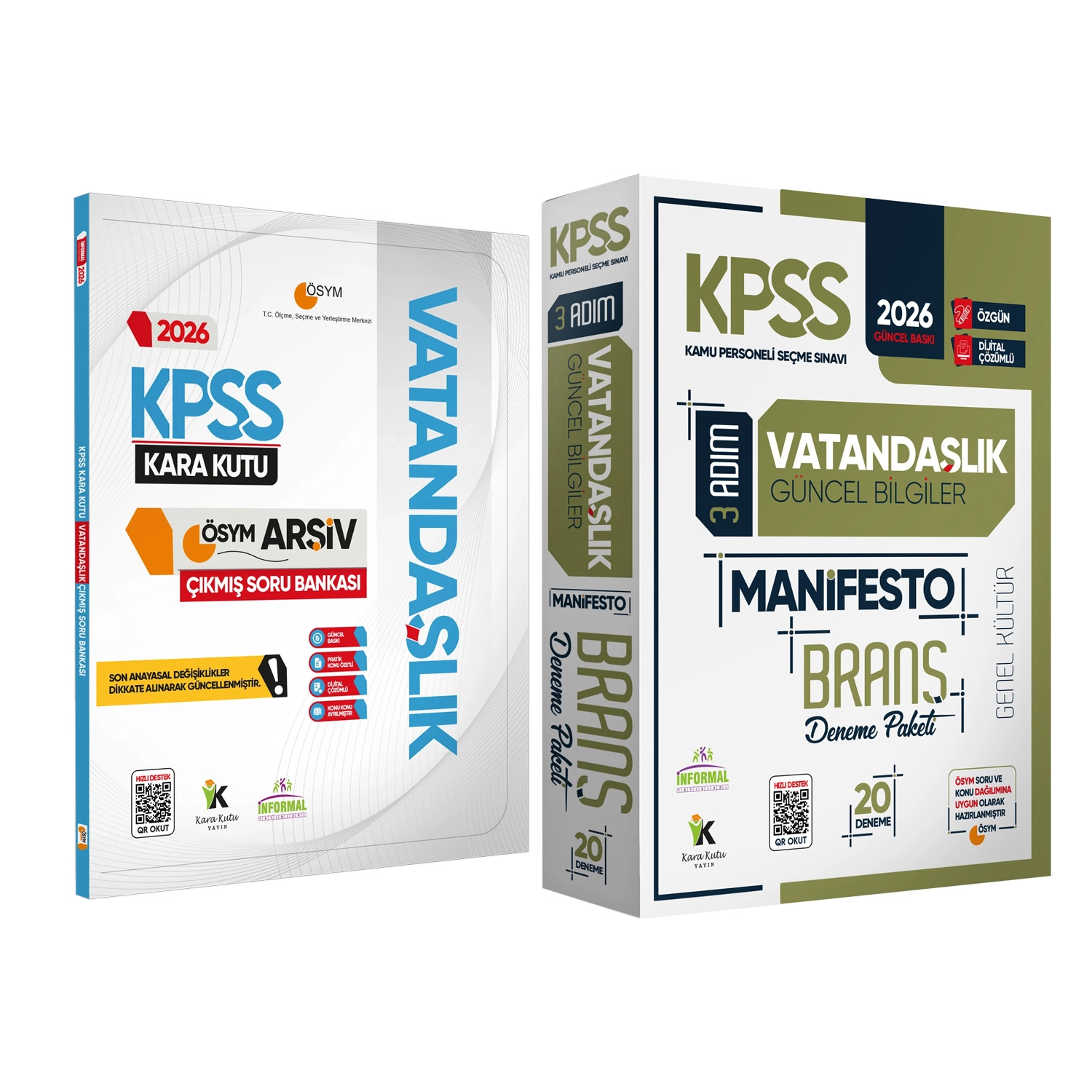2026 KPSS Genel Kültür Vatandaşlık Kara Kutu Soru Bankası ve Manifesto Çözümlü Branş Deneme 2li Seti
