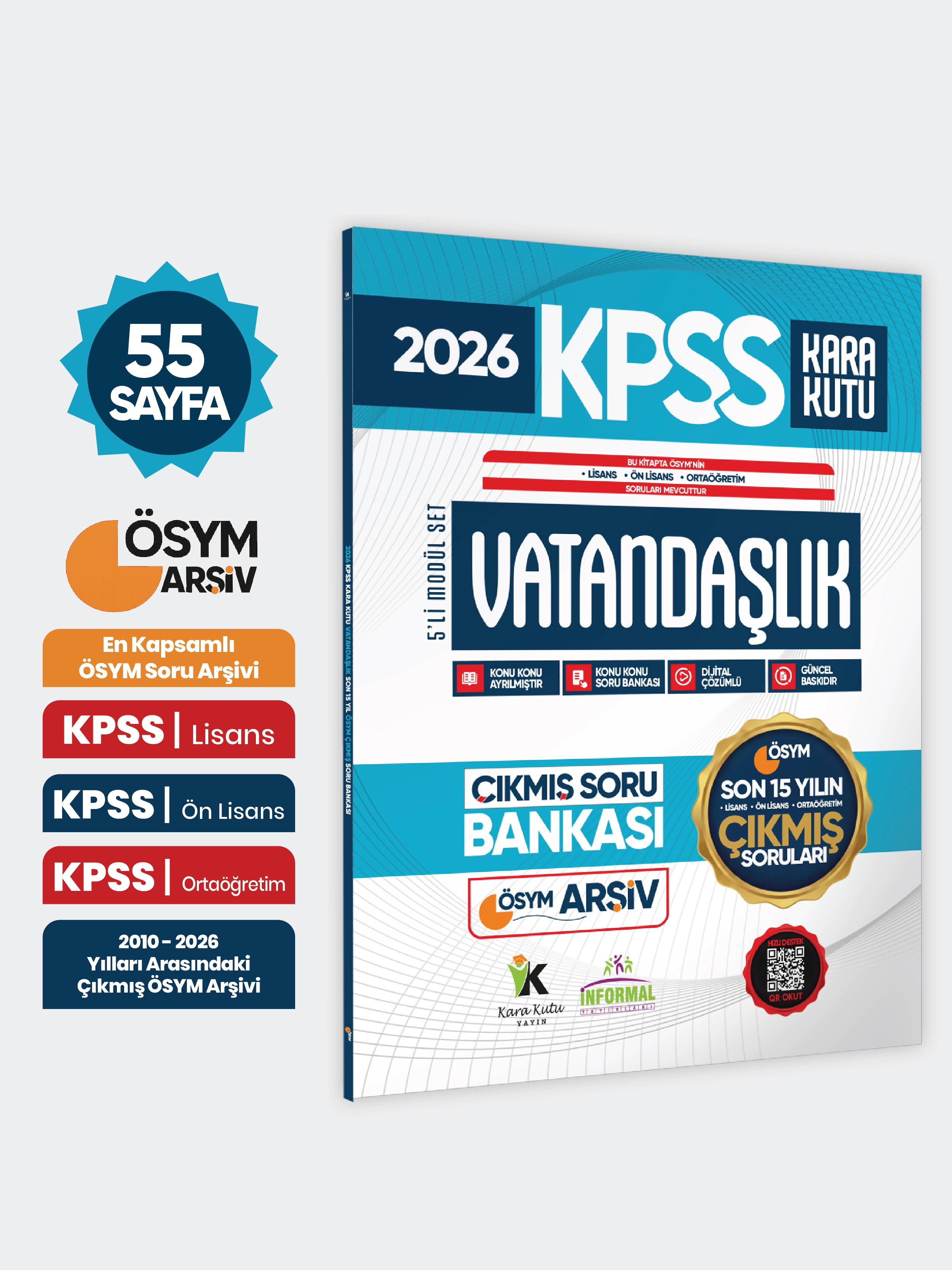 2026 FULLKPSS Lisans -Önlisans-Ortaöğretim Vatandaşlık Kara Kutu ÖSYM Çıkmış Soru Bankası Son 15 Yıl