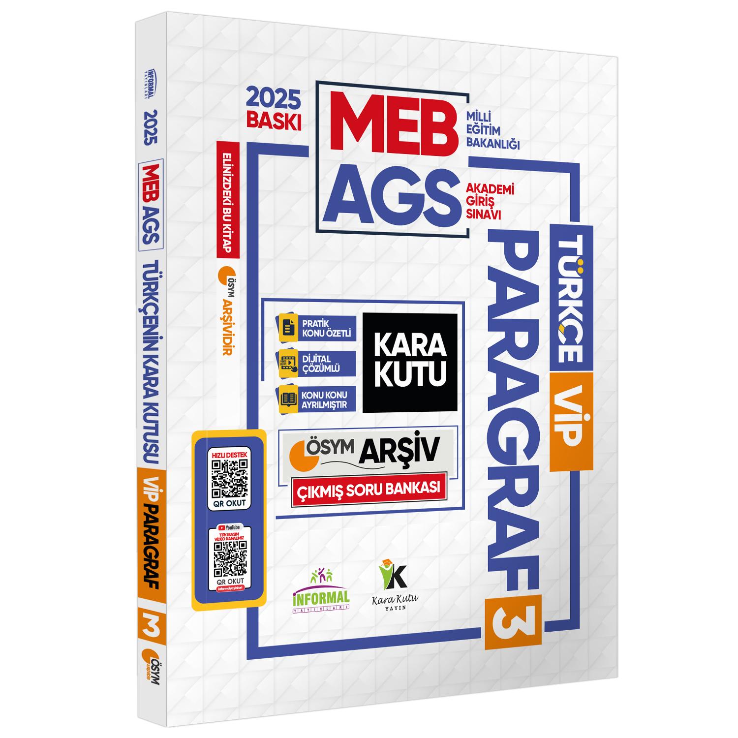 2025 MEB-AGS Kara Kutu Türkçe Paragraf 3lü Altın Set Çıkmış Soru Bankası Konu Özetli Video/PDF Çözümlü