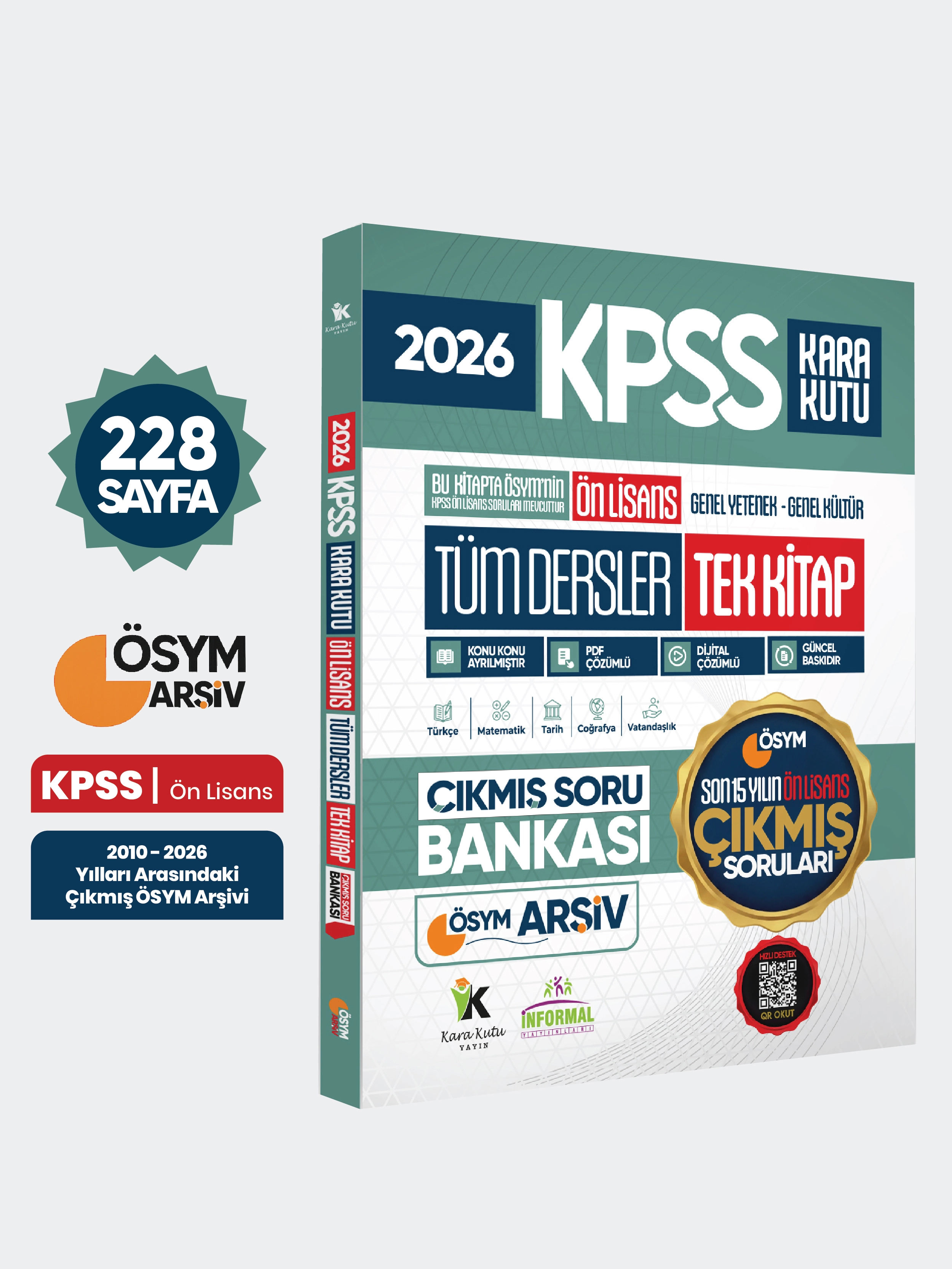 2026 FULLÖnLisans KPSS ÖSYM Tüm Dersler Tek Kitap Soru Bankası Son 15Yıl Çözümlü(Sadece Ön Lisans)