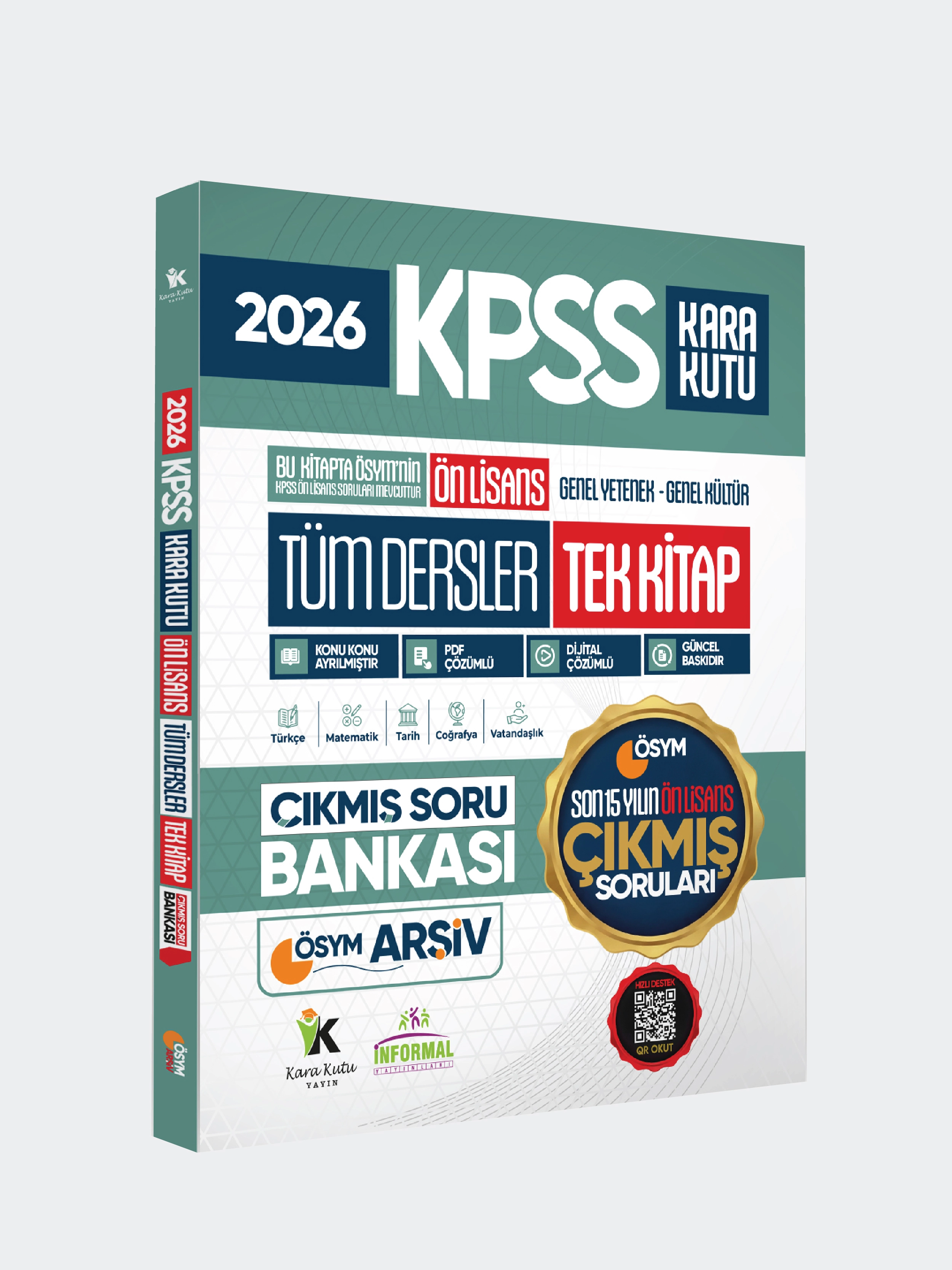 2026 FULLÖnLisans KPSS ÖSYM Tüm Dersler Tek Kitap Soru Bankası Son 15Yıl Çözümlü(Sadece Ön Lisans)
