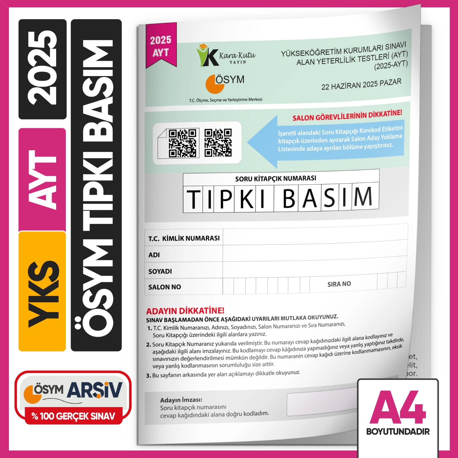2025 YKS-AYT ÖSYM Tıpkı Basım Çıkmış Soru Kitapçığı (Video/PDF Çözümlü Türkiye Geneli Değerlendirme)